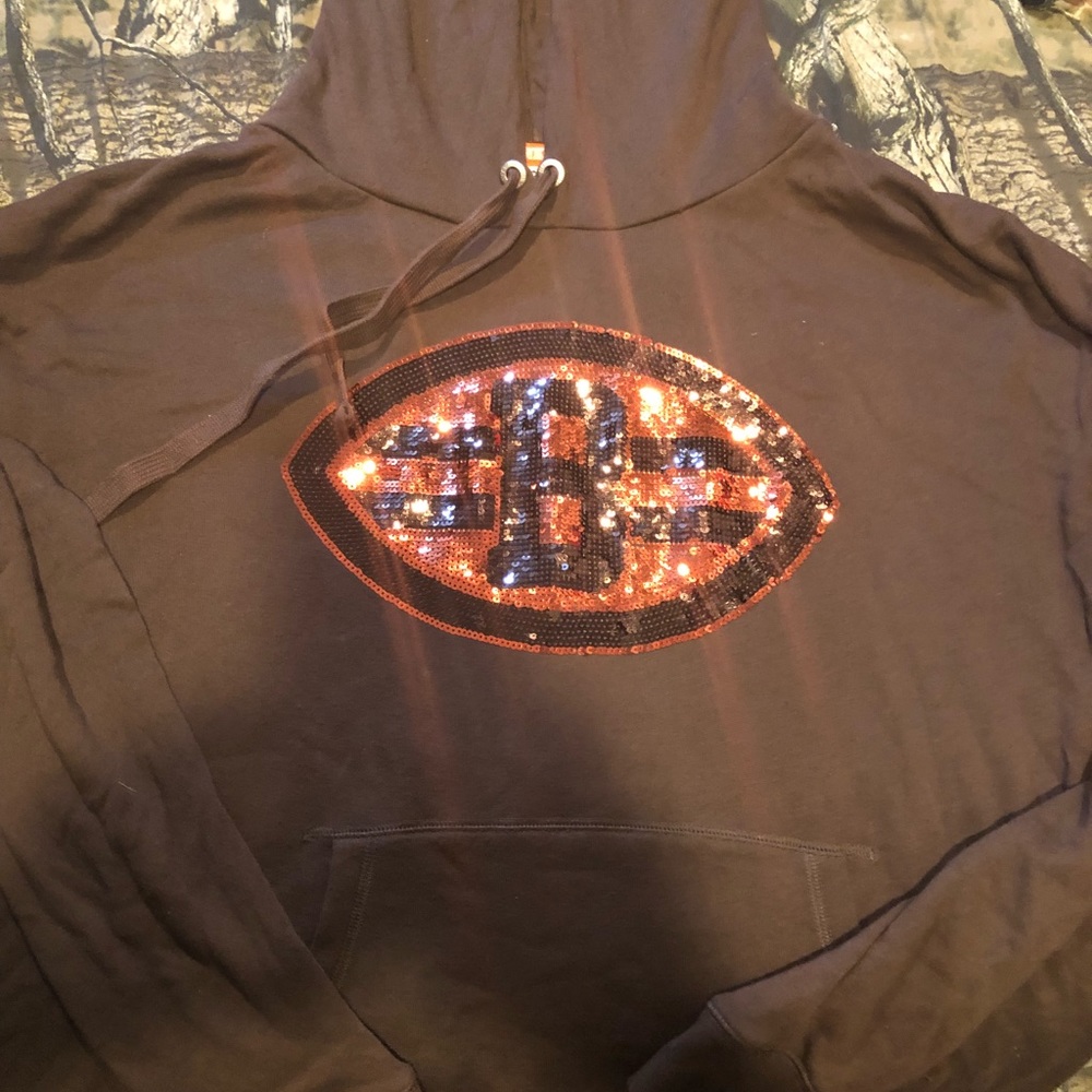 Cleveland Browns Bling Sequin Hoodie Sweatshirt.